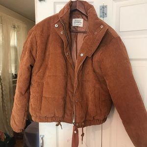 Cognac brown light puffer jacket